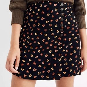 Madewell side-button A-line Mini skirt in feline floral